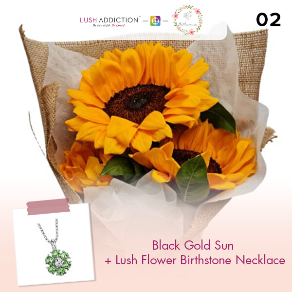 Black Gold Sun + Lush Addiction Necklace (By: Flower 4 U from Petaling Jaya)