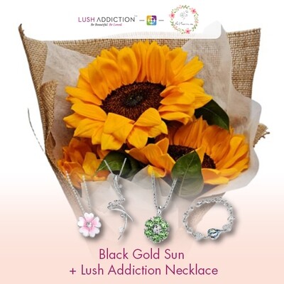 Black Gold Sun + Lush Addiction Necklace (By: Flower 4 U from Petaling Jaya)