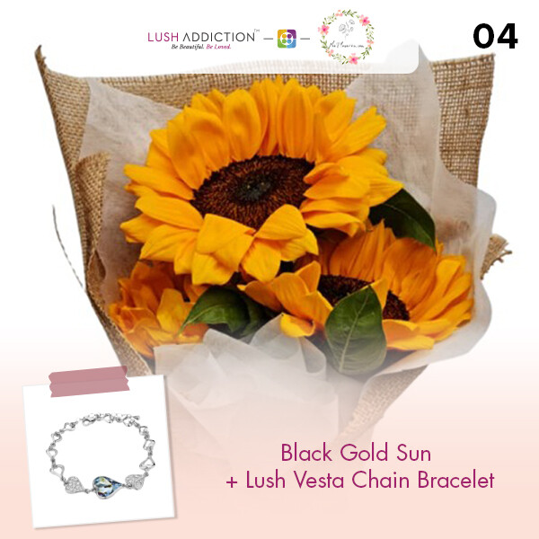 Black Gold Sun + Lush Addiction Necklace (By: Flower 4 U from Petaling Jaya)