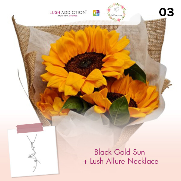 Black Gold Sun + Lush Addiction Necklace (By: Flower 4 U from Petaling Jaya)