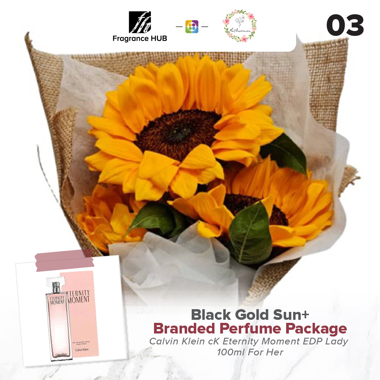 Black Gold Sun Bouquet + Fragrance Hub Branded Perfume (By: Flower 4 U from Petaling Jaya)