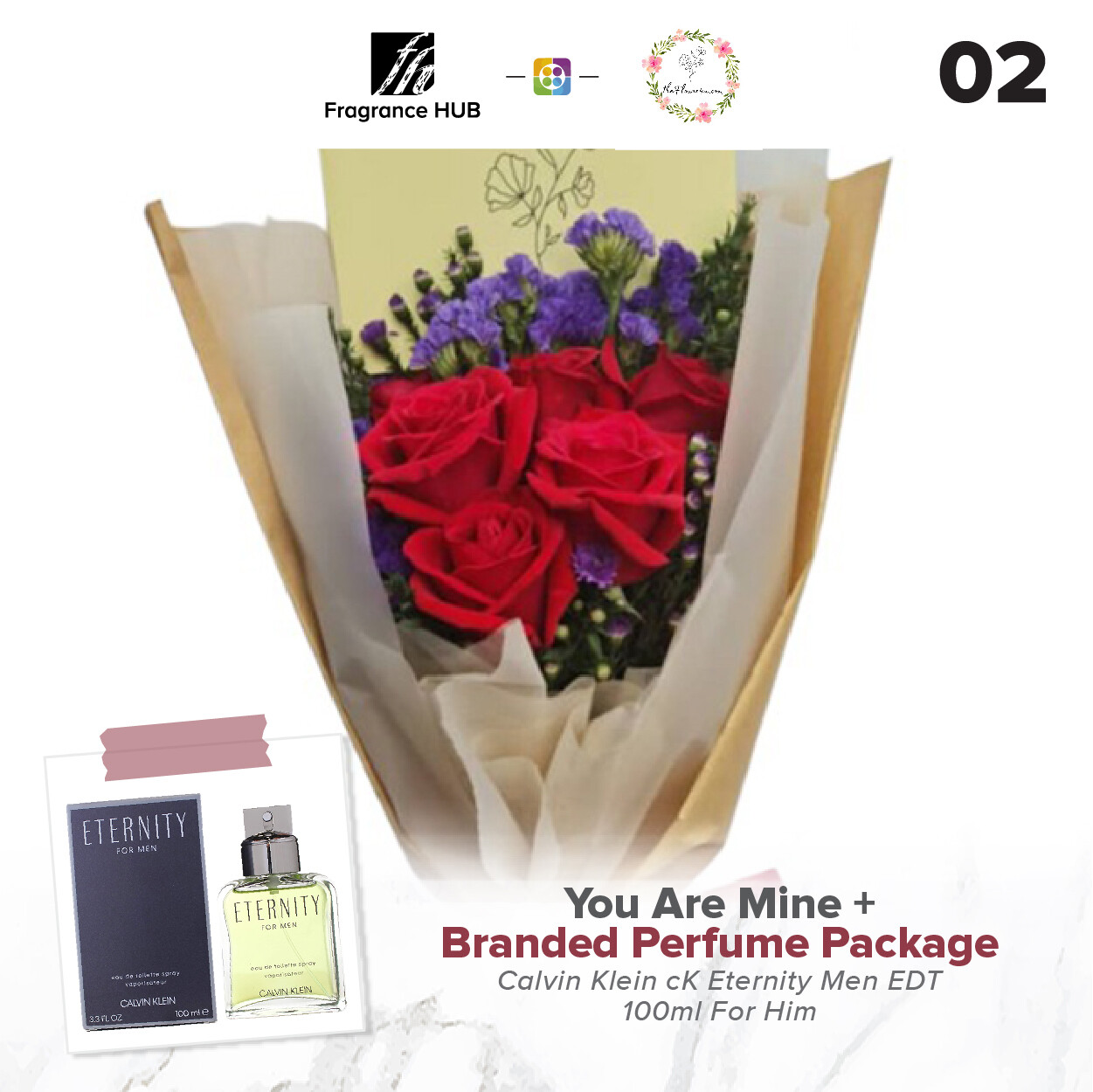 You Are Mine Bouquet + Fragrance Hub Branded Perfume (By: Flower 4 U from Petaling Jaya)