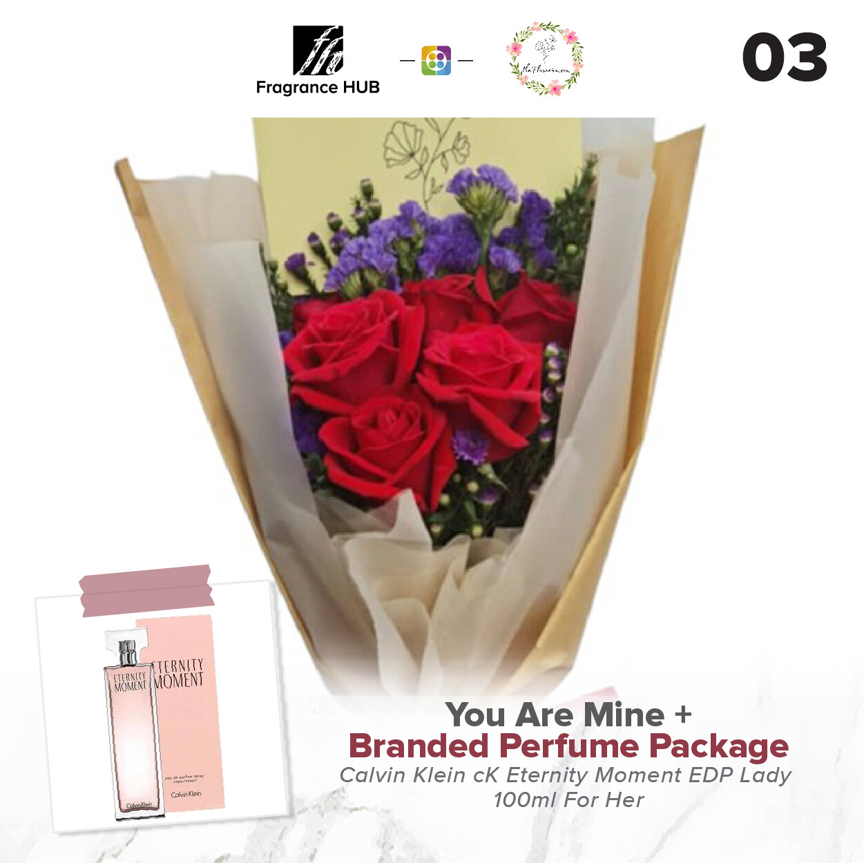 You Are Mine Bouquet + Fragrance Hub Branded Perfume (By: Flower 4 U from Petaling Jaya)