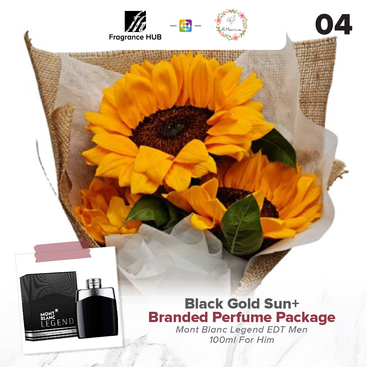 Black Gold Sun Bouquet + Fragrance Hub Branded Perfume (By: Flower 4 U from Petaling Jaya)