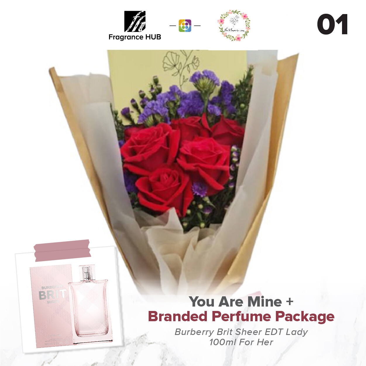 You Are Mine Bouquet + Fragrance Hub Branded Perfume (By: Flower 4 U from Petaling Jaya)