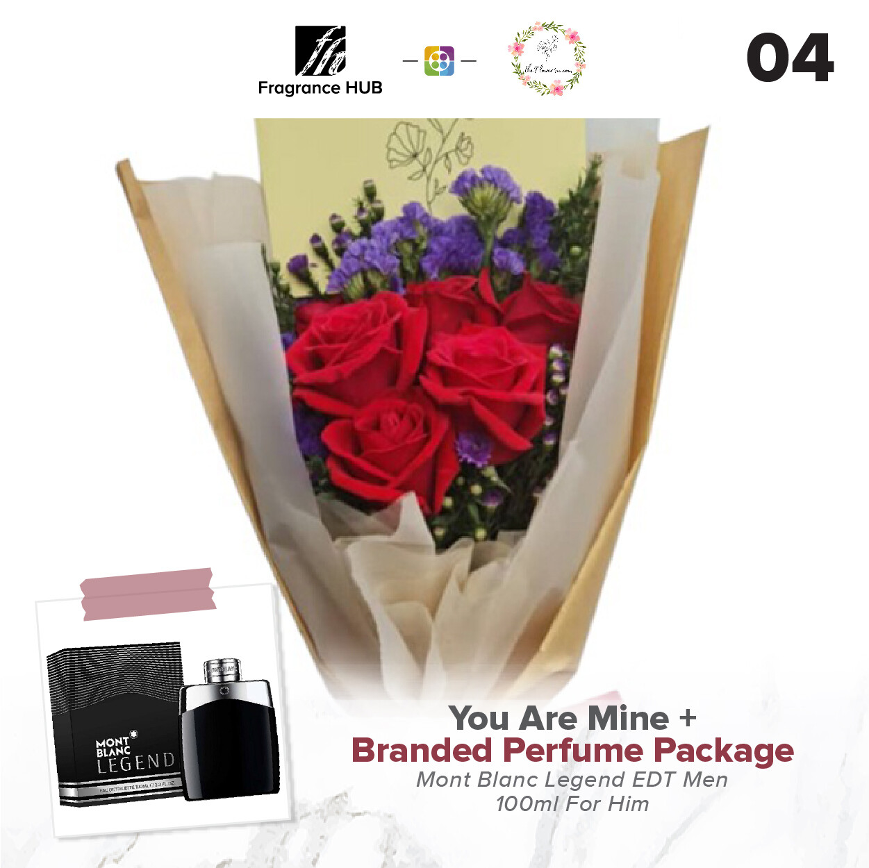 You Are Mine Bouquet + Fragrance Hub Branded Perfume (By: Flower 4 U from Petaling Jaya)