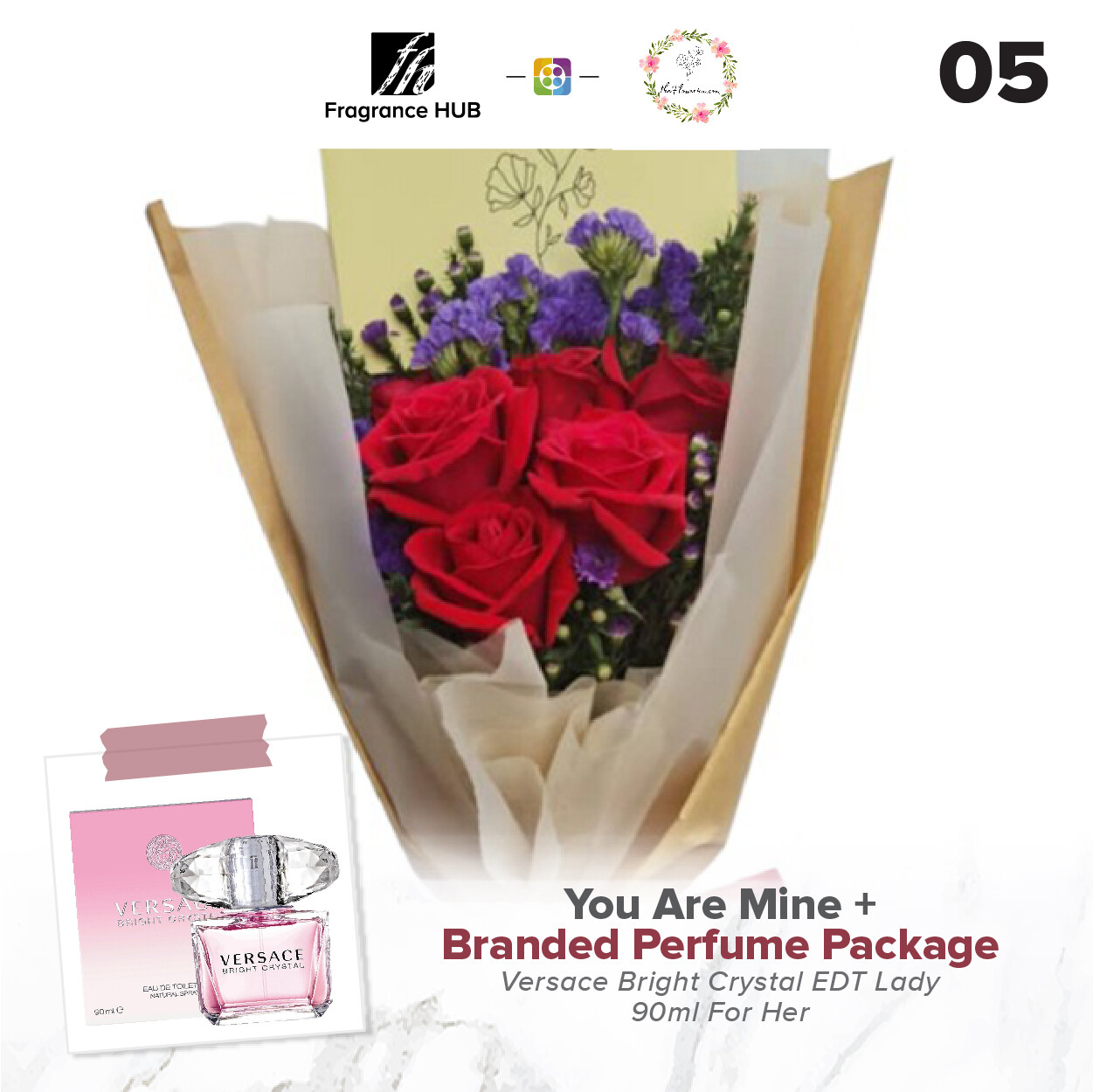 You Are Mine Bouquet + Fragrance Hub Branded Perfume (By: Flower 4 U from Petaling Jaya)