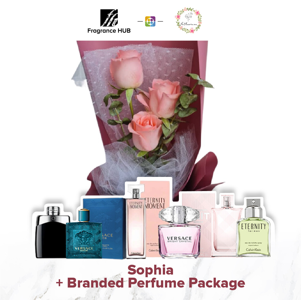 Sophia Bouquet + Fragrance Hub Branded Perfume (By: Flower 4 U from Petaling Jaya)
