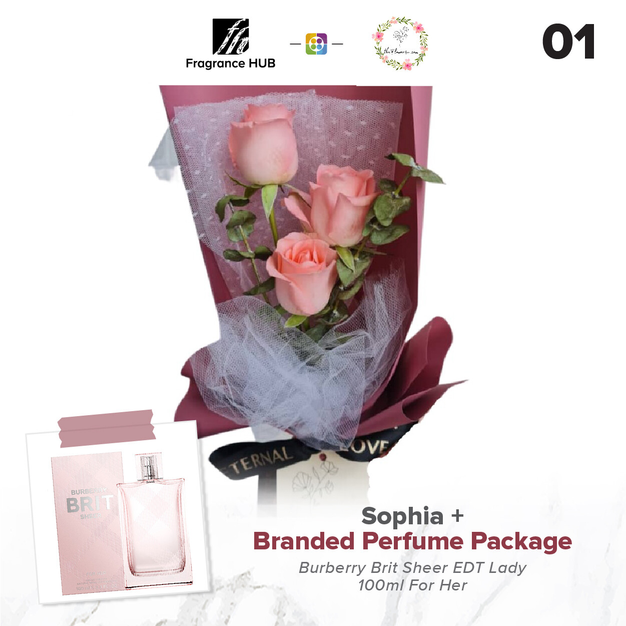 Sophia Bouquet + Fragrance Hub Branded Perfume (By: Flower 4 U from Petaling Jaya)