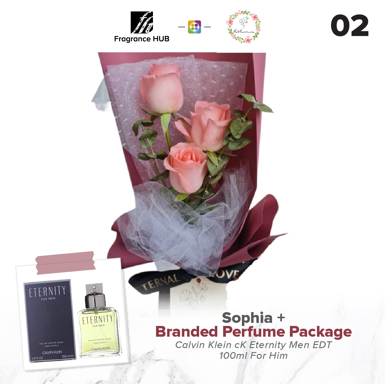 Sophia Bouquet + Fragrance Hub Branded Perfume (By: Flower 4 U from Petaling Jaya)