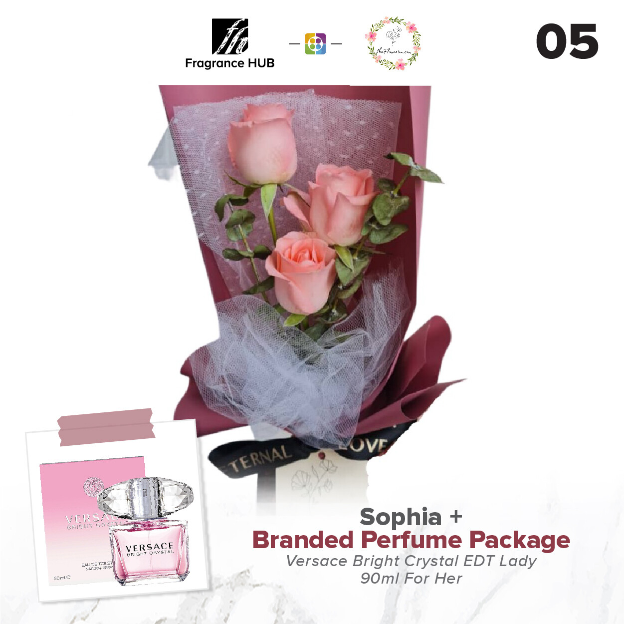 Sophia Bouquet + Fragrance Hub Branded Perfume (By: Flower 4 U from Petaling Jaya)