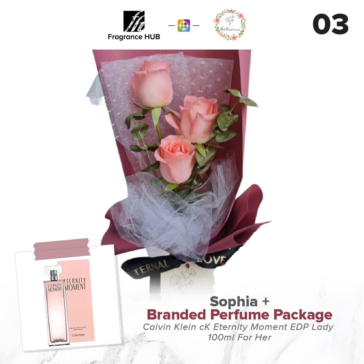 Sophia Bouquet + Fragrance Hub Branded Perfume (By: Flower 4 U from Petaling Jaya)