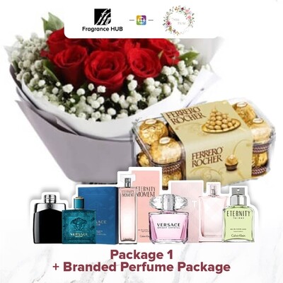 Package 1 + Fragrance Hub Branded Perfume (By: Twins Florist from Sri Petaling)