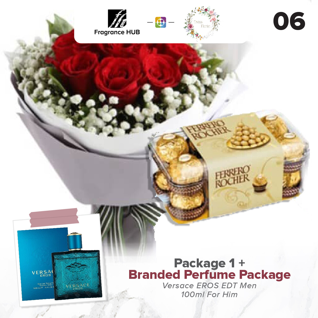 Package 1 + Fragrance Hub Branded Perfume (By: Twins Florist from Sri Petaling)