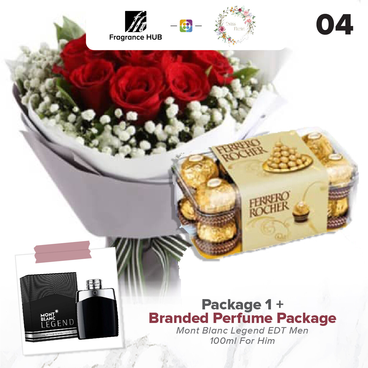 Package 1 + Fragrance Hub Branded Perfume (By: Twins Florist from Sri Petaling)