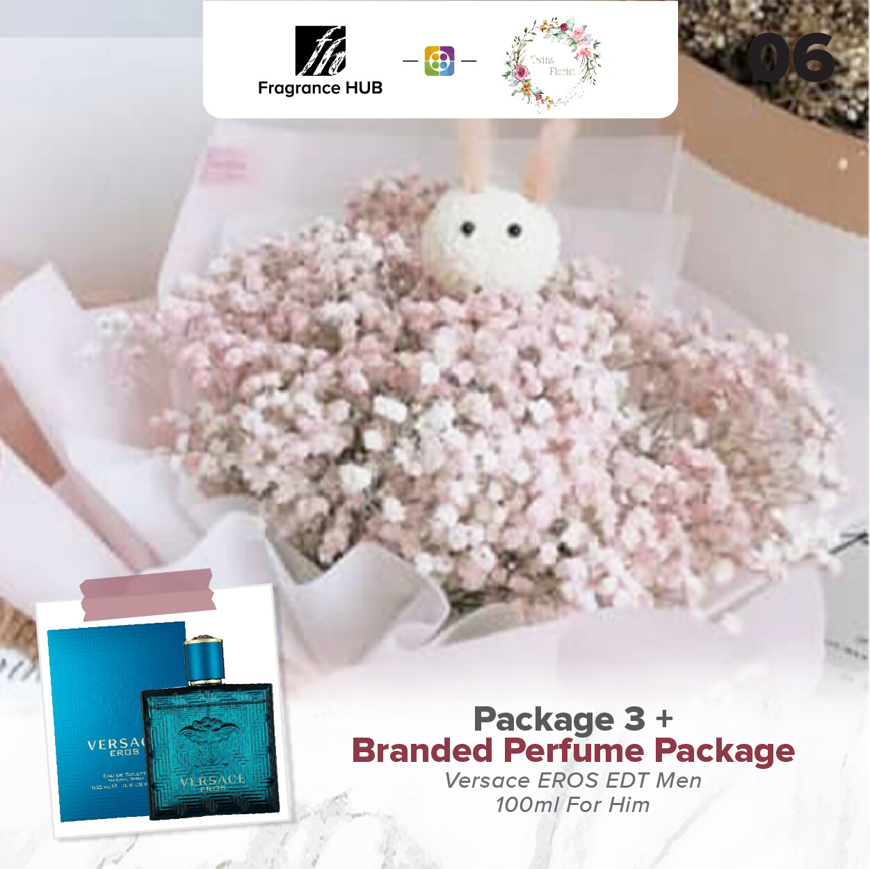 Package 3 + Fragrance Hub Branded Perfume (By: Twins Florist from Sri Petaling)