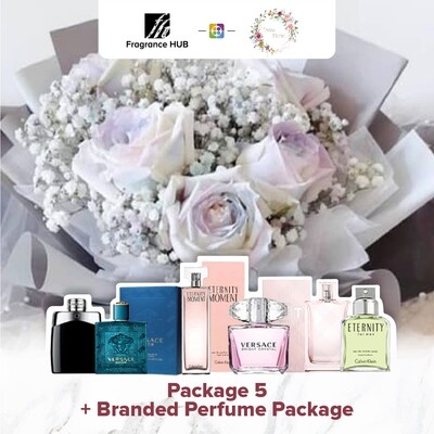 Package 5 + Fragrance Hub Branded Perfume (By: Twins Florist from Sri Petaling)