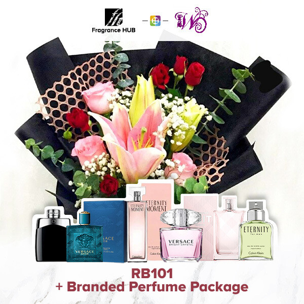 RB101 + Fragrance Hub Branded Perfume (By: Wistaria Florist from Sibu)