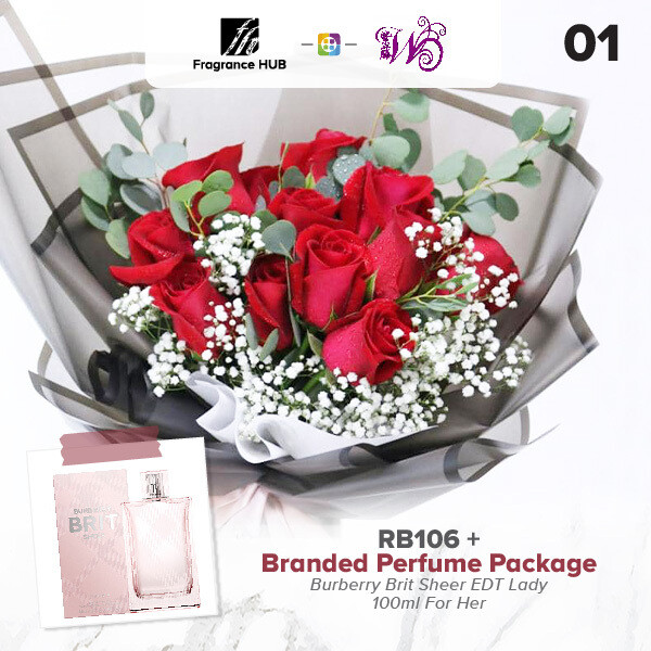 RB106 + Fragrance Hub Branded Perfume (By: Wistaria Florist from Sibu)