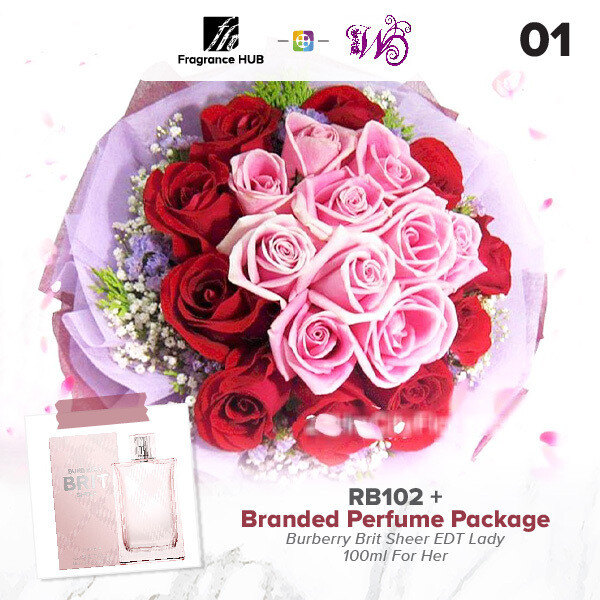 RB102 + Fragrance Hub Branded Perfume (By: Wistaria Florist from Sibu)