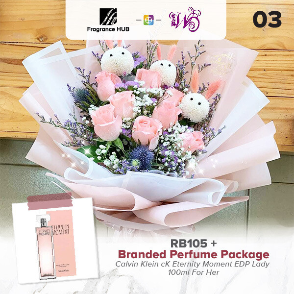 RB105 + Fragrance Hub Branded Perfume (By: Wistaria Florist from Sibu)
