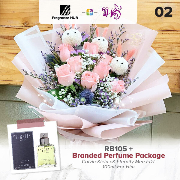 RB105 + Fragrance Hub Branded Perfume (By: Wistaria Florist from Sibu)