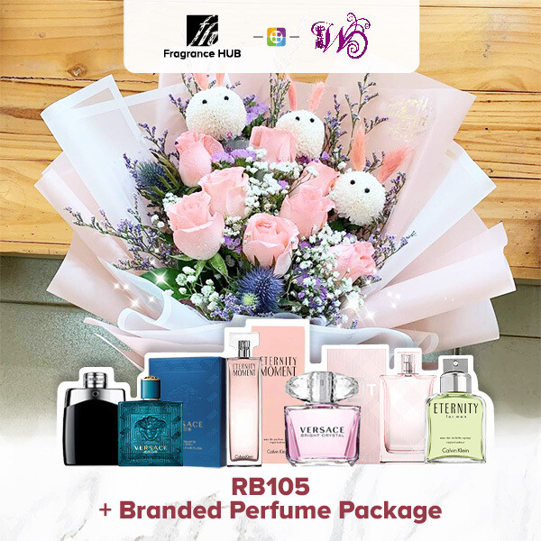 RB105 + Fragrance Hub Branded Perfume (By: Wistaria Florist from Sibu)