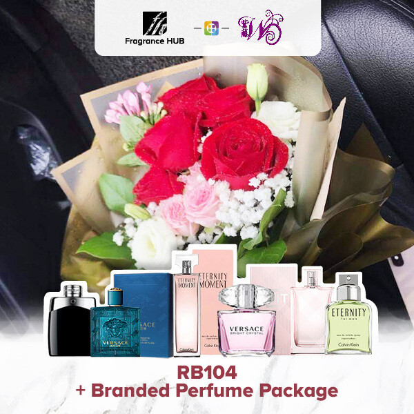 RB104 + Fragrance Hub Branded Perfume (By: Wistaria Florist from Sibu)