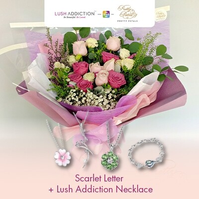 Scarlet Letter + Lush Addiction Necklace (By: Pretty Petals from Kuching)