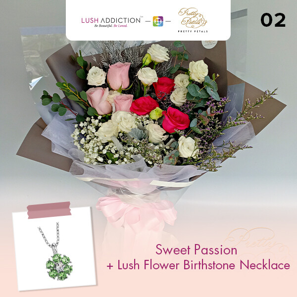 Sweet Passion + Lush Addiction Necklace (By: Pretty Petals from Kuching)