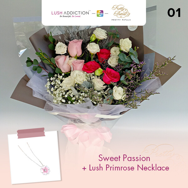 Sweet Passion + Lush Addiction Necklace (By: Pretty Petals from Kuching)