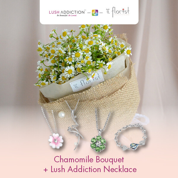 Chamomile Bouquet + Lush Addiction Necklace (By: iiFlorist from Cheras)