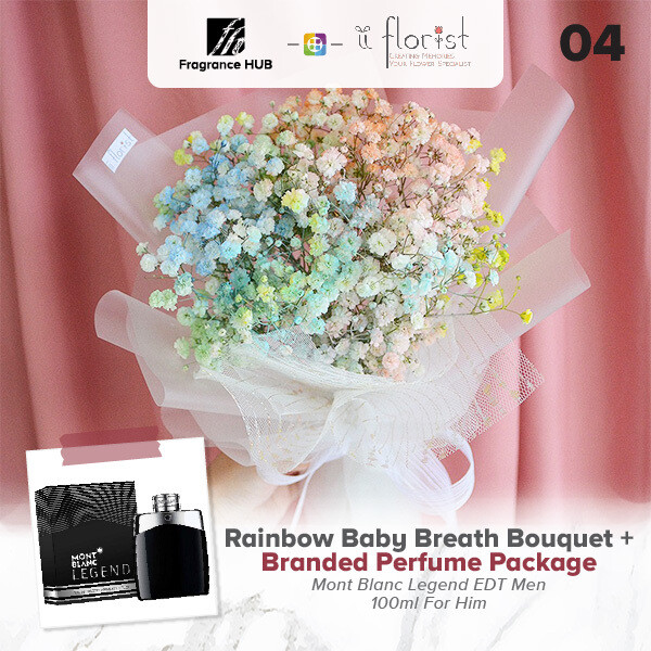 Rainbow Baby Breath Bouquet + Fragrance Hub Branded Perfume (By: iiFlorist from Cheras)