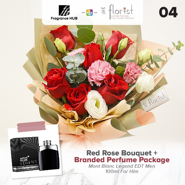Red Rose Bouquet + Fragrance Hub Branded Perfume (By: iiFlorist from Cheras)