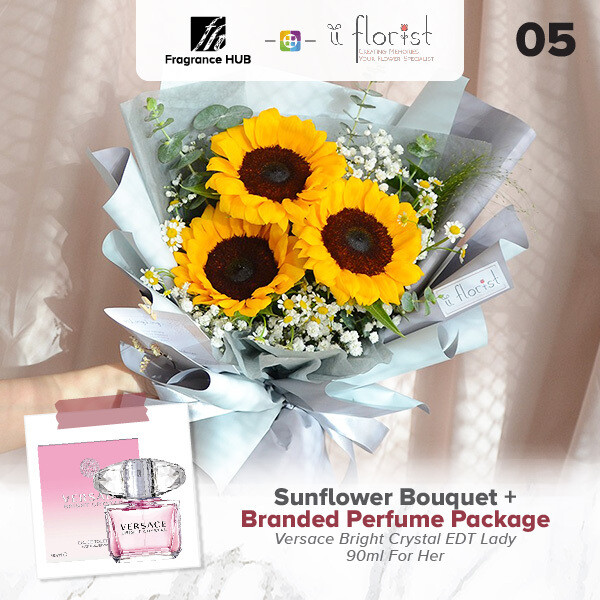 Sunflower Bouquet + Fragrance Hub Branded Perfume (By: iiFlorist from Cheras)