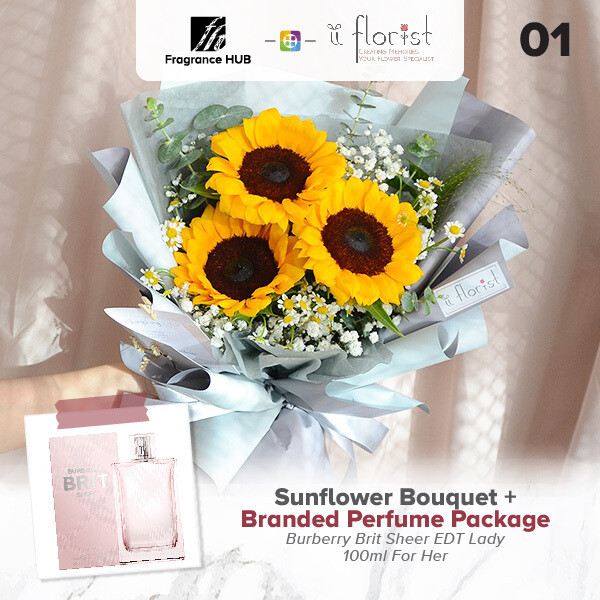 Sunflower Bouquet + Fragrance Hub Branded Perfume (By: iiFlorist from Cheras)