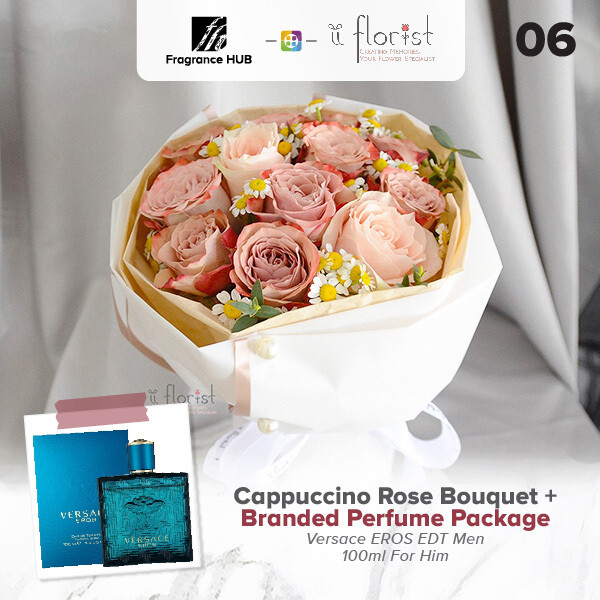Cappuccino Rose Bouquet + Fragrance Hub Branded Perfume (By: iiFlorist from Cheras)
