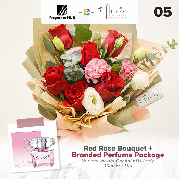 Red Rose Bouquet + Fragrance Hub Branded Perfume (By: iiFlorist from Cheras)