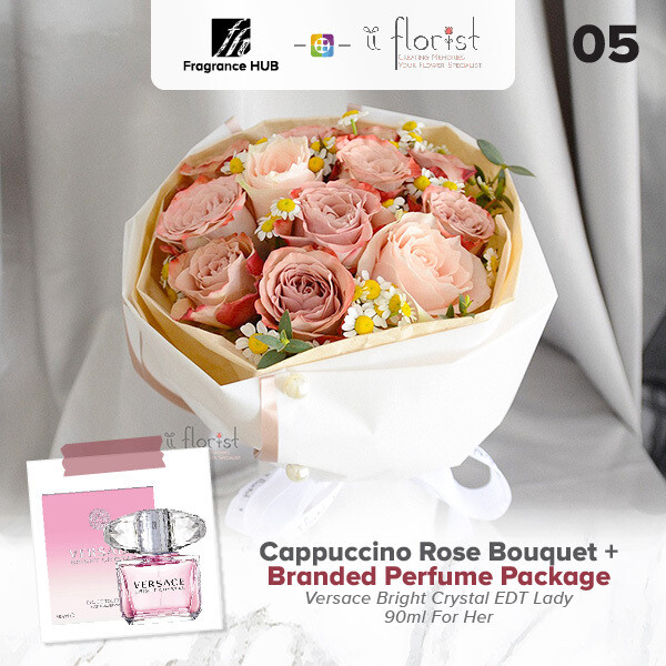 Cappuccino Rose Bouquet + Fragrance Hub Branded Perfume (By: iiFlorist from Cheras)