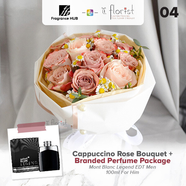 Cappuccino Rose Bouquet + Fragrance Hub Branded Perfume (By: iiFlorist from Cheras)