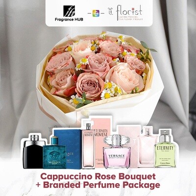 Cappuccino Rose Bouquet + Fragrance Hub Branded Perfume (By: iiFlorist from Cheras)
