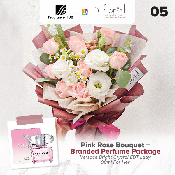 Pink Rose Bouquet + Fragrance Hub Branded Perfume (By: iiFlorist from Cheras)