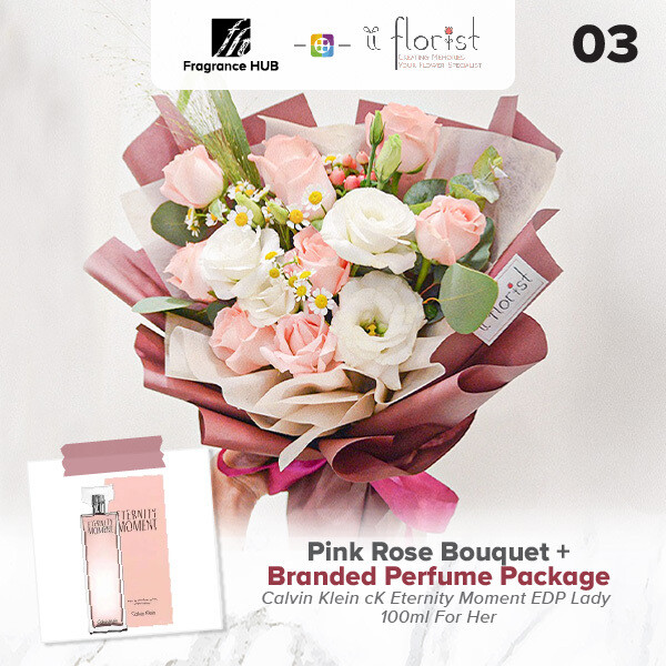Pink Rose Bouquet + Fragrance Hub Branded Perfume (By: iiFlorist from Cheras)