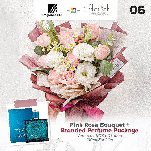 Pink Rose Bouquet + Fragrance Hub Branded Perfume (By: iiFlorist from Cheras)