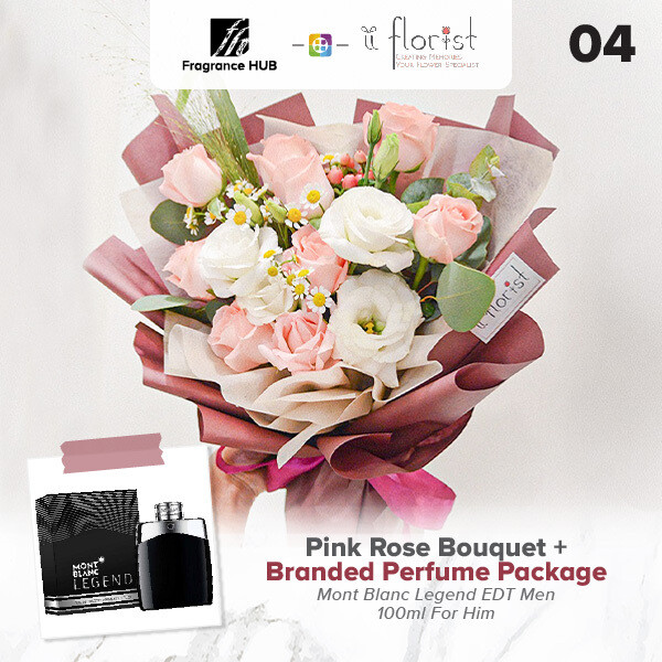 Pink Rose Bouquet + Fragrance Hub Branded Perfume (By: iiFlorist from Cheras)