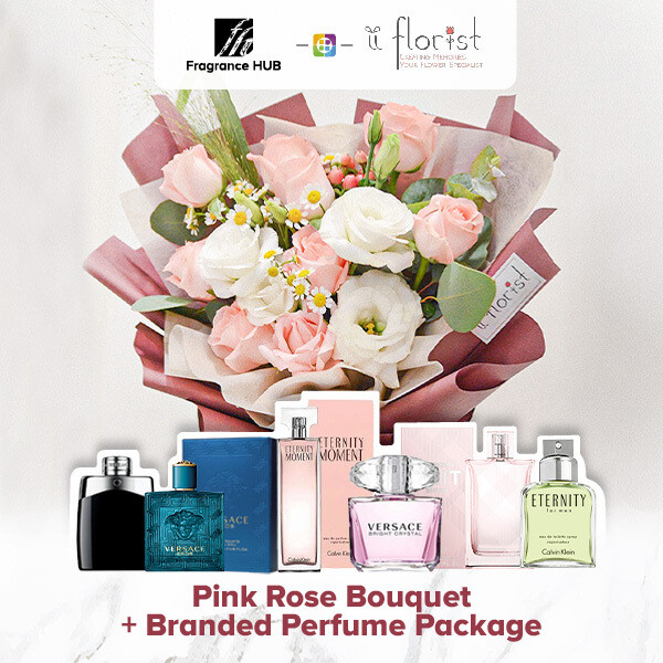 Pink Rose Bouquet + Fragrance Hub Branded Perfume (By: iiFlorist from Cheras)