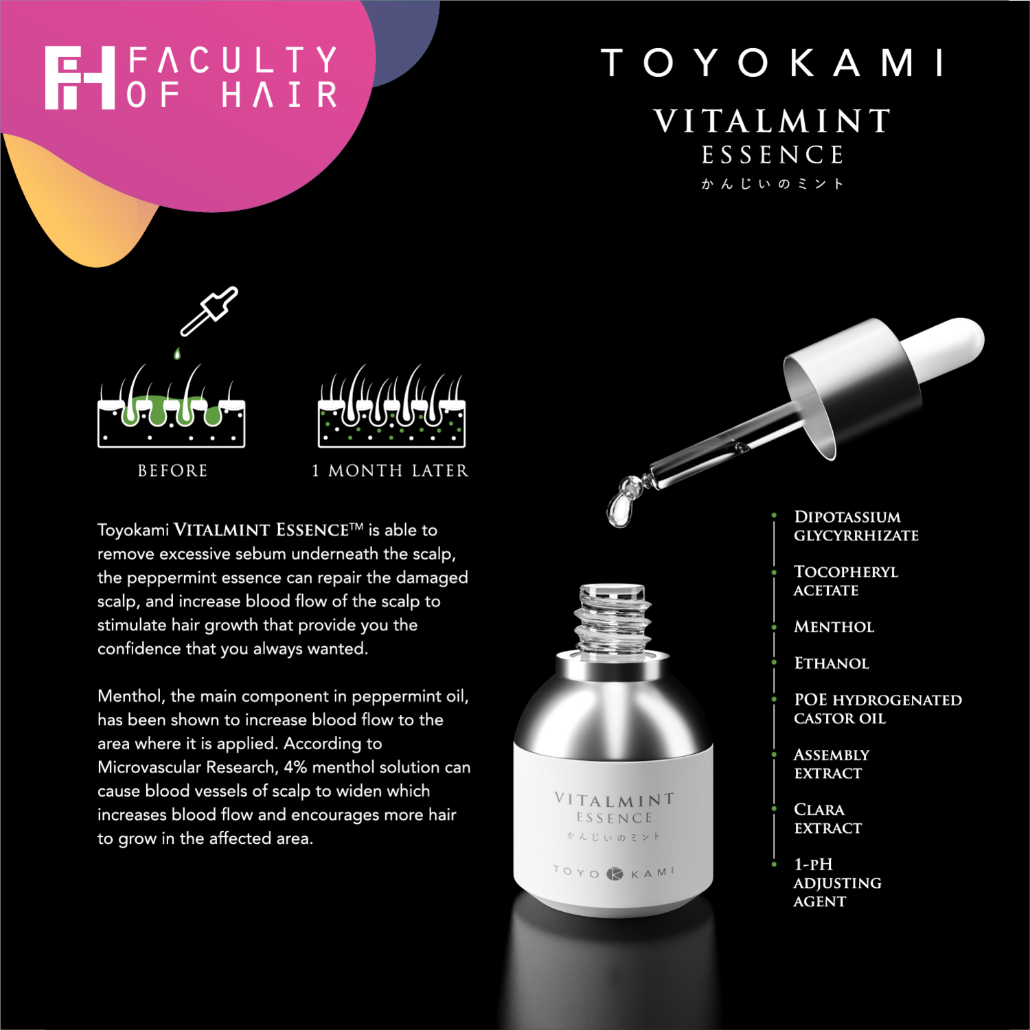 Toyokami Vitalmint Essence (Hair Loss/ Hair Thinning/ Hair Growth/ Hair Irritation/ Sensitive Scalp/ Hair Tonic) (By: Faculty of Hair)