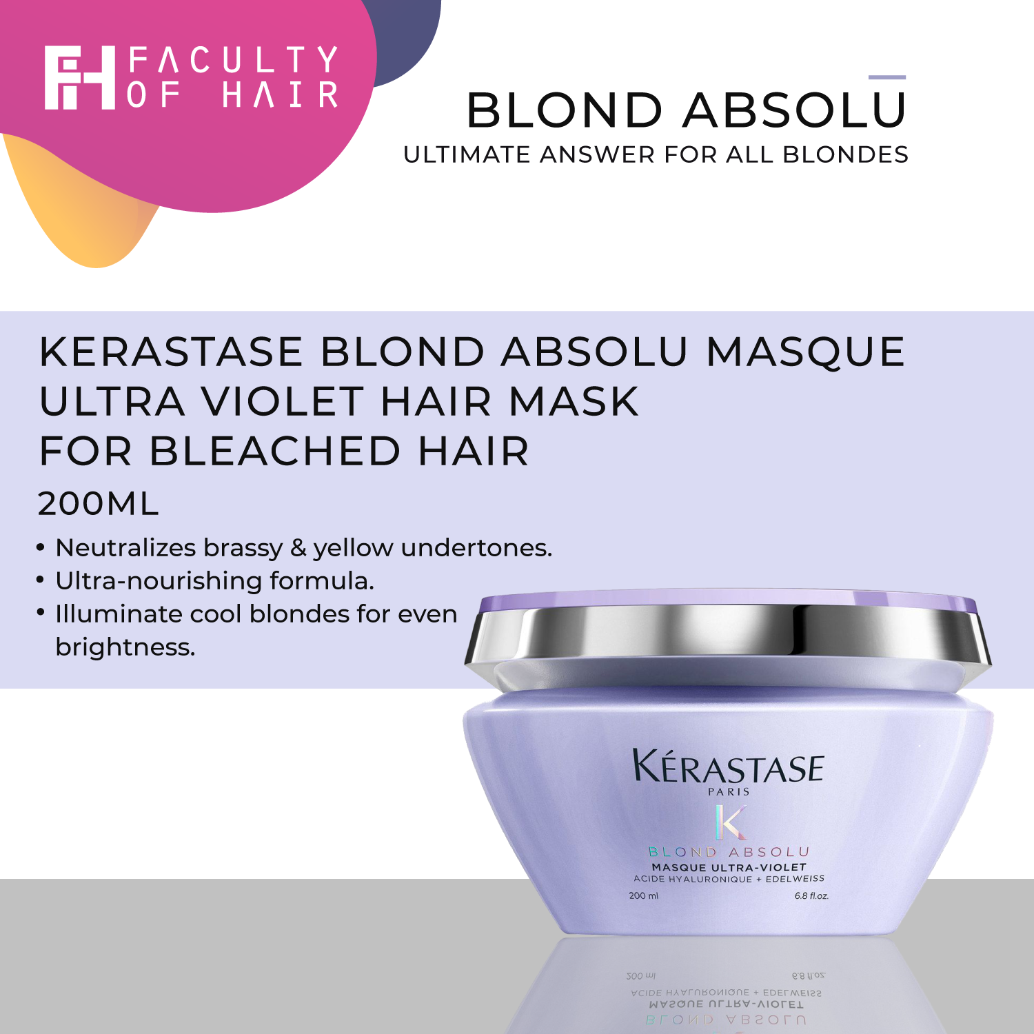 Kerastase Blond Absolu Masque Ultra Violet Hair Mask For Bleached Hair 200ml (By: Faculty of Hair)