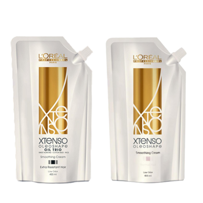 Loreal Professional Xtenso Oleoshape Oil Trio Smoothing Rebonding Cream for Extra Resistant Hair (EX) 400ml with Neutraliser (By: Faculty of Hair)
