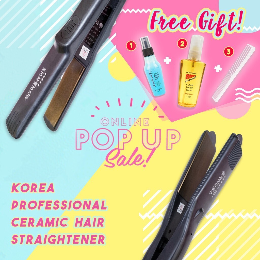 BUY 1 FREE 3 Korea Professional Hair Straightener Temperature Anion Ceramic Plate Perm Flat Iron (By: Faculty of Hair)